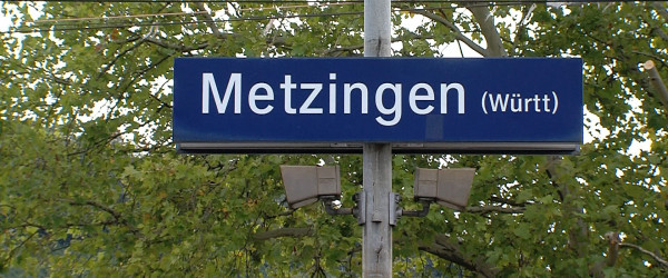 Bahnhofsschild Metzingen (Quelle: RIK)